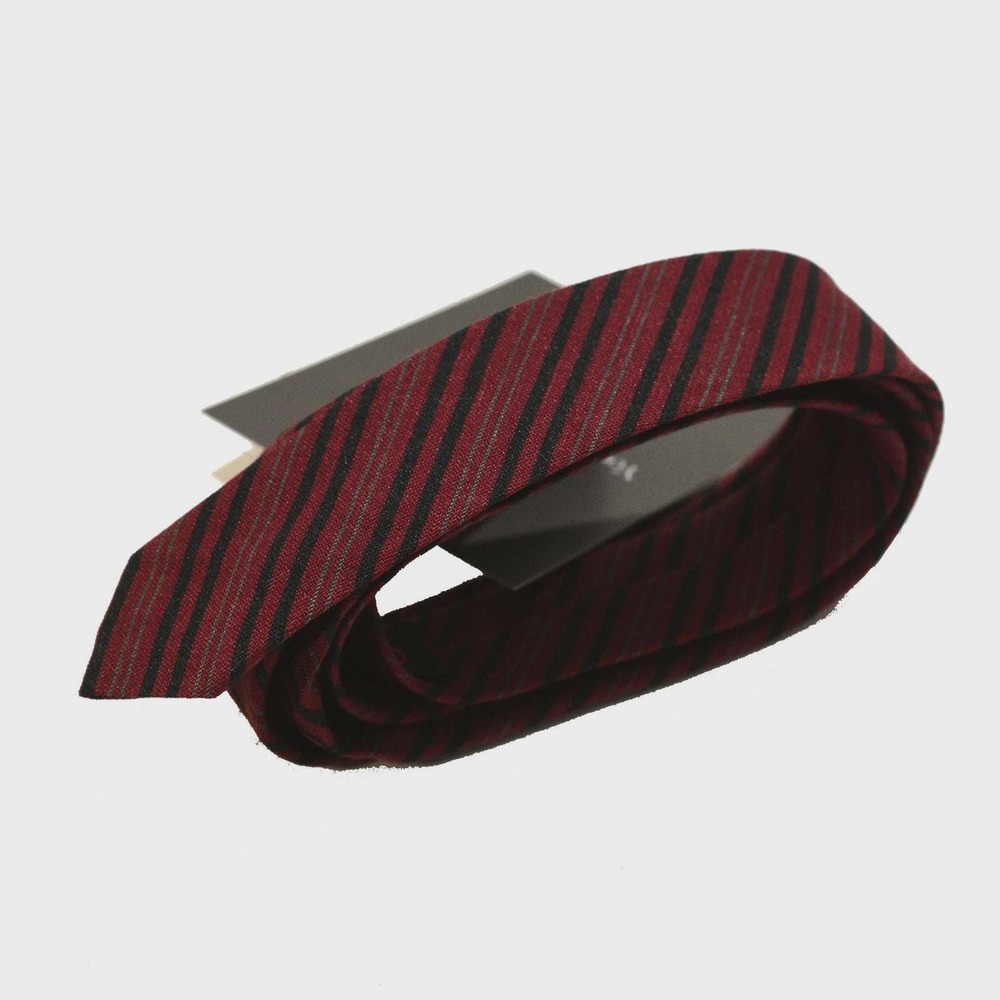 50s Vintage Striped Skinny Neck Tie Mens OS Red Black Silk MCM Mod Slim